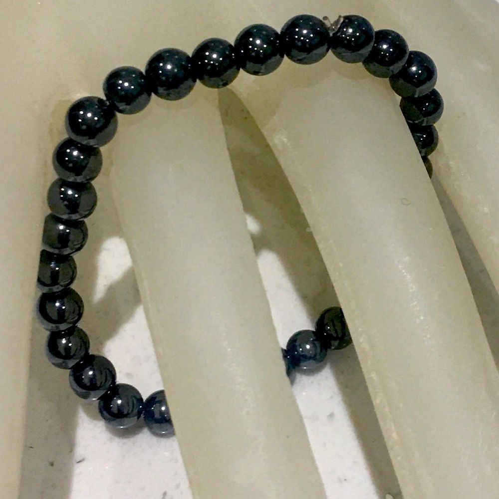 Genuine Hematite beaded string bracelet
